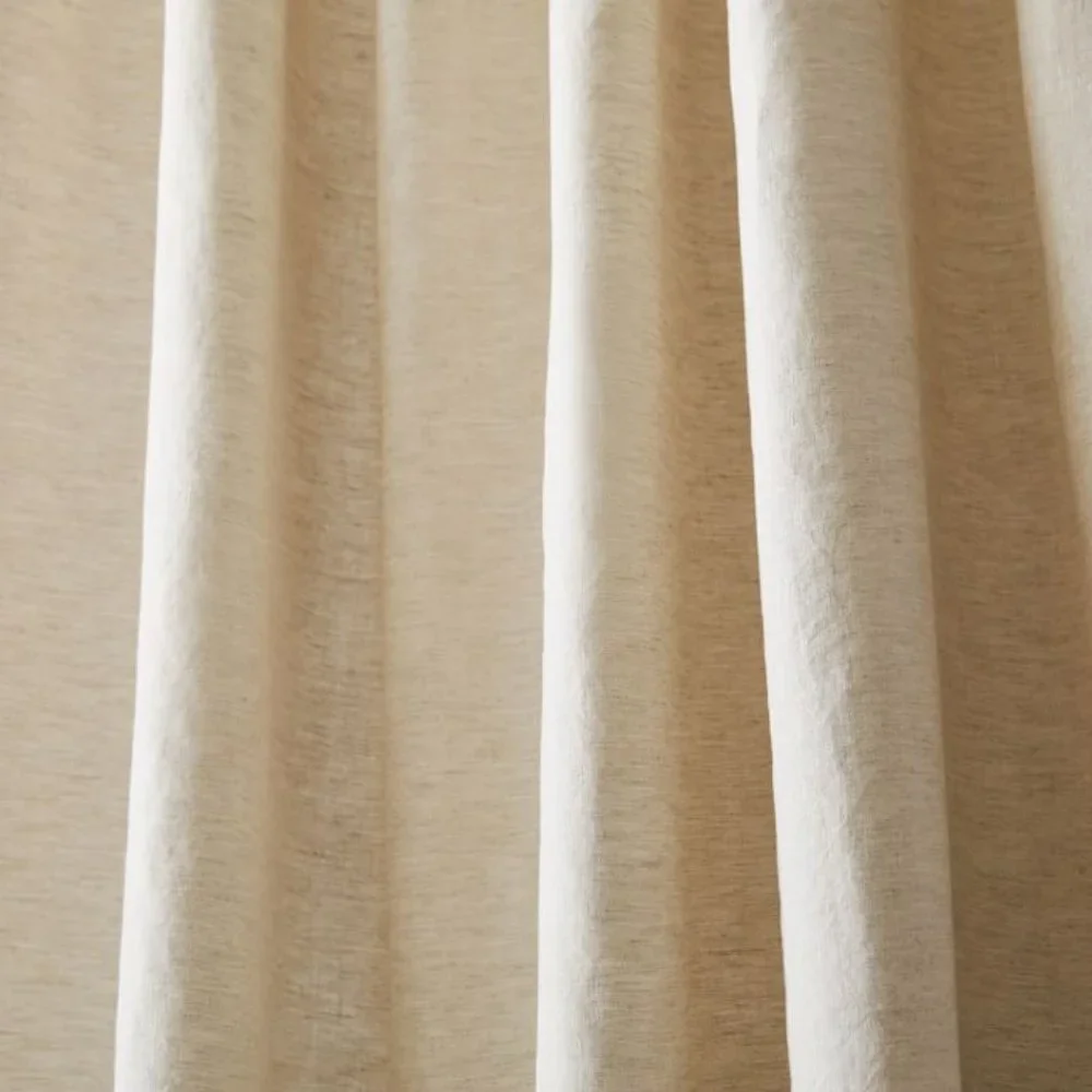 West Elm Solid European Flax Linen Curtain w/ Blackout Lining, Natural 72